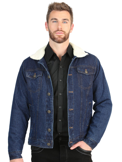 El General Men’s Dark Blue Denim Sherpa-Lined Jacket 45640