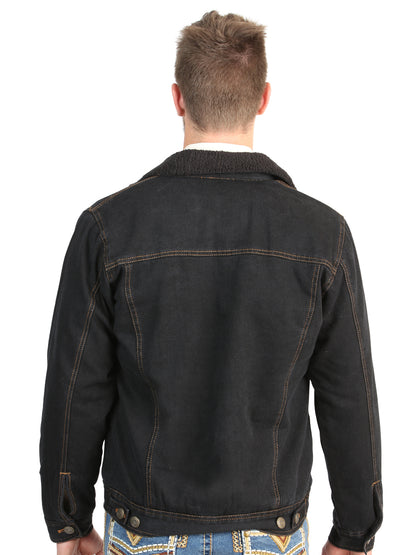 El General Men’s Black Denim Sherpa-Lined Jacket 45641