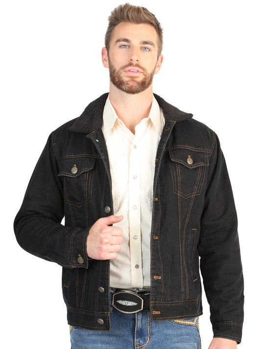 El General Men’s Black Denim Sherpa-Lined Jacket 45641