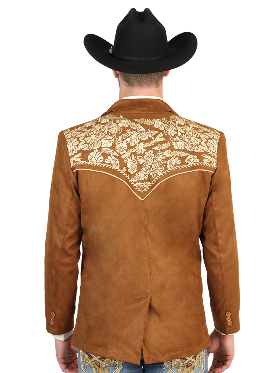 El General Men’s Suede Western Embroidered Blazer - Tan 45646