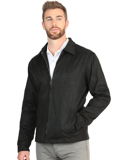 El General Men’s Suede Zipper Jacket - Black 45648