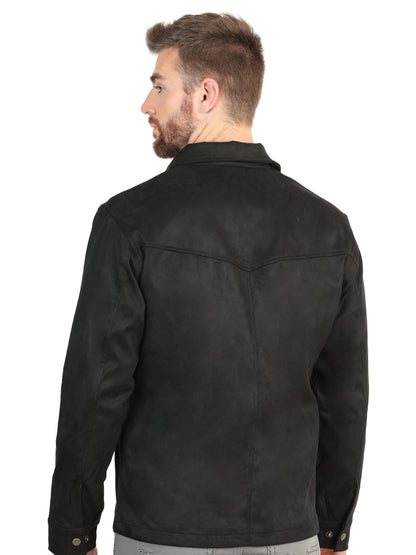 El General Men’s Suede Zipper Jacket - Black 45648