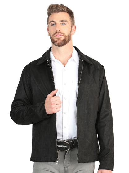 El General Men’s Suede Zipper Jacket - Black 45648