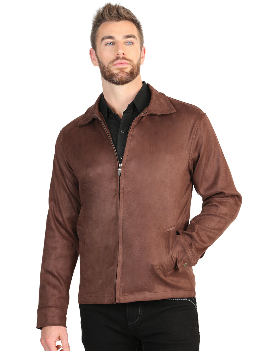 El General Men’s Suede Zipper Jacket - Brown 45649