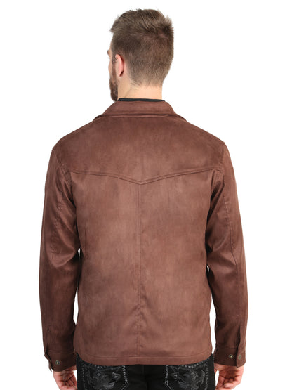 El General Men’s Suede Zipper Jacket - Brown 45649