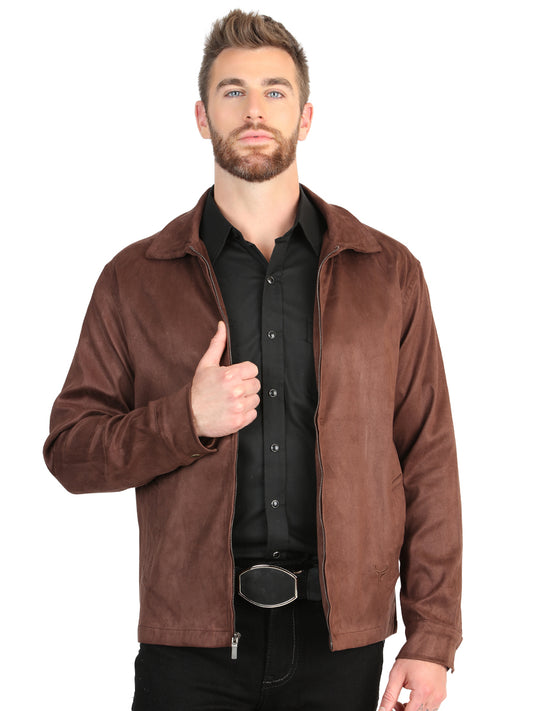 El General Men’s Suede Zipper Jacket - Brown 45649