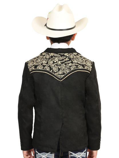 El General Kids’ Suede Western Embroidered Blazer - Black 45659