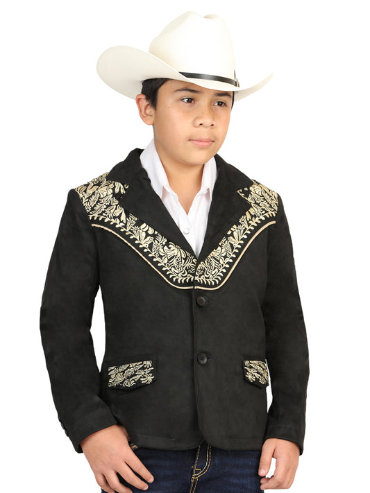 El General Kids’ Suede Western Embroidered Blazer - Black 45659