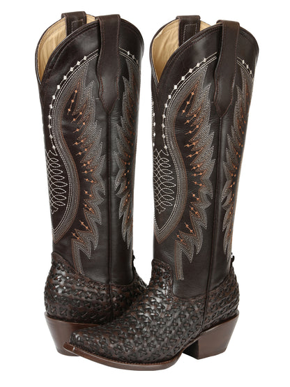 El General Women’s Embroidered Western Boots - Choco 45782