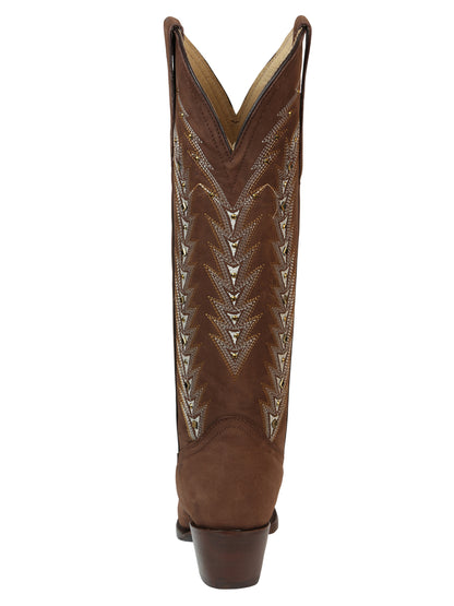 El General Women’s Embroidered Western Boots - Brown 45788