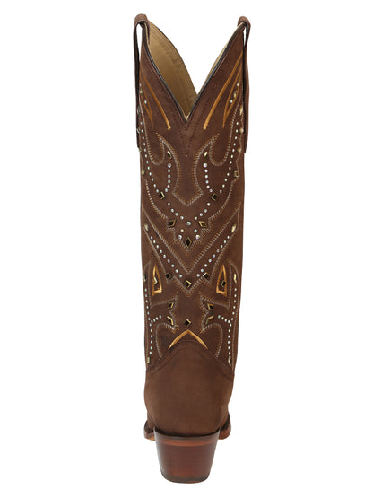 El General Women’s Embroidered Western Boots - Brown 45792