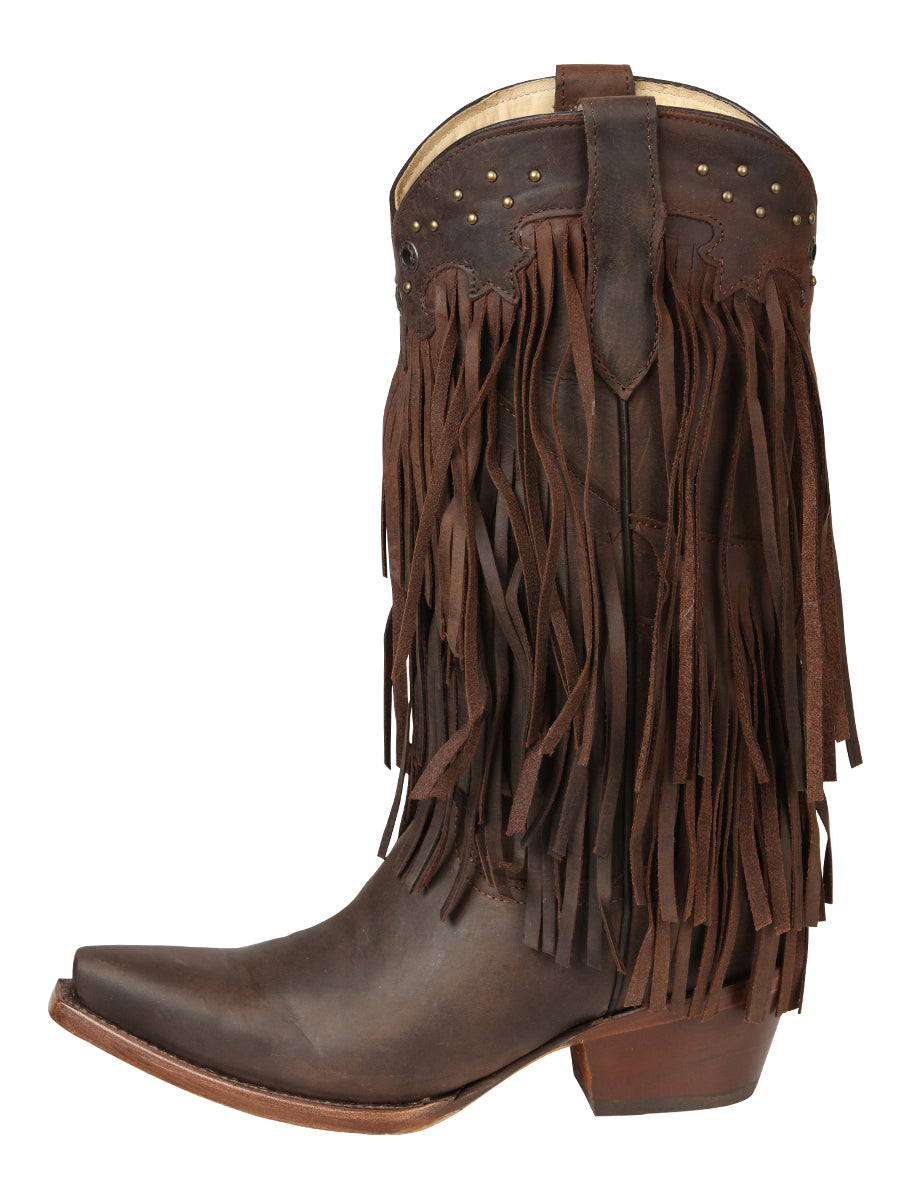 El General Women’s Fringe Western Boots - Choco 45795