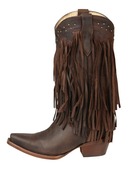 El General Women’s Fringe Western Boots - Choco 45795