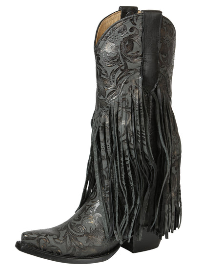 El General Women’s Fringe Western Boots - Black 45796