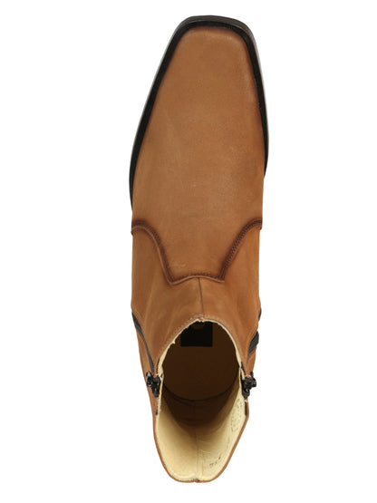 EL Besserro Men's Double Zipper Dress Boot - Nobuck Tan 45830