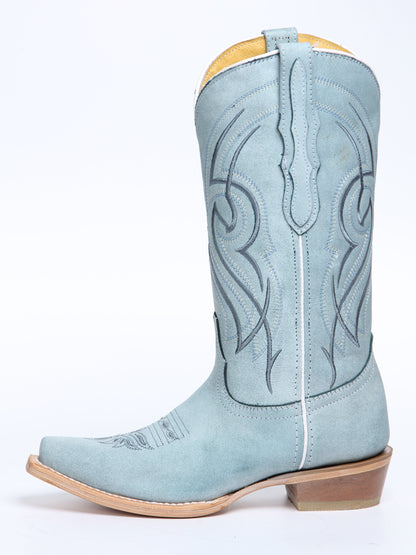 Women's El General Western Boot Leather Sky- Blue 45934