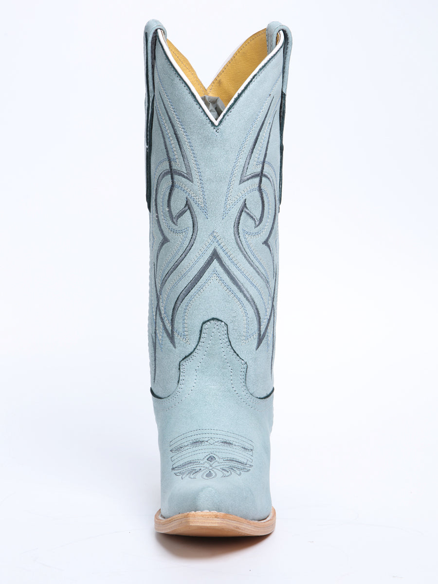 Women's El General Western Boot Leather Sky- Blue 45934