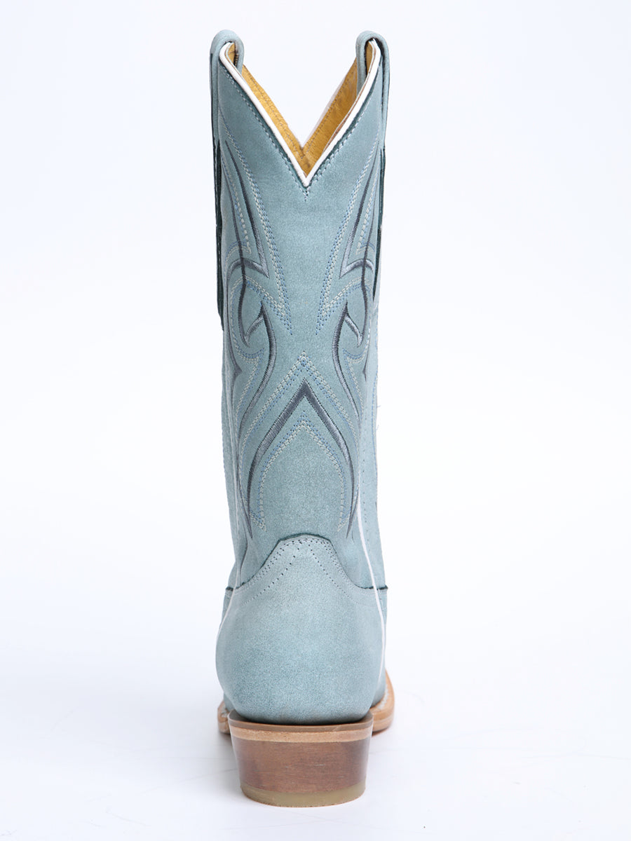 Women's El General Western Boot Leather Sky- Blue 45934