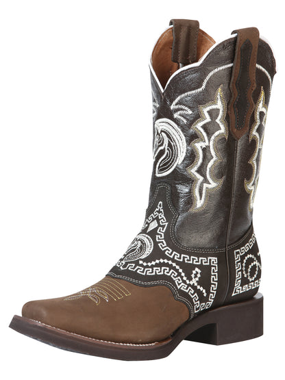 El General Rodeo Boot - Nobuck Dark Brown with Embroidery  51117