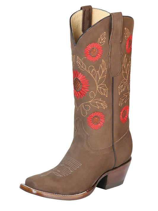 El General Women’s Western Boots Nubuck Leather

 - Camel 51162