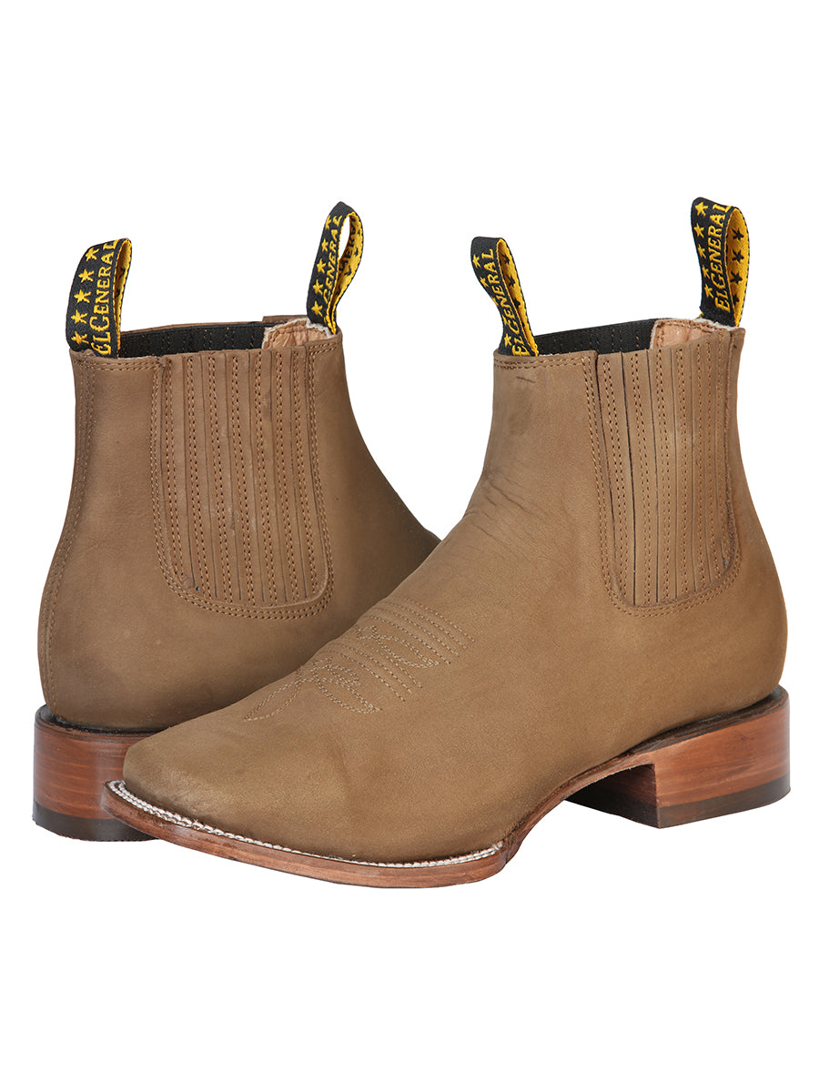 El General Square Toe Ankle Boot - Nobuck Brown 126189