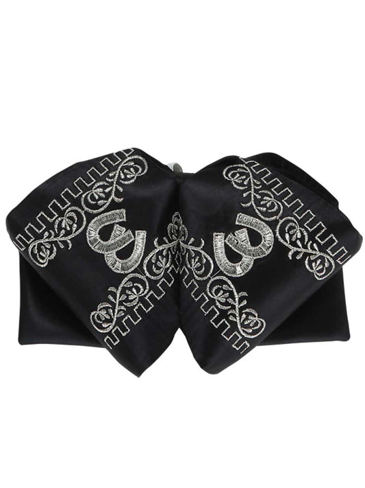 Adult 
Mexican Charro Bow Tie 100% Polyester Black/Silver  600134