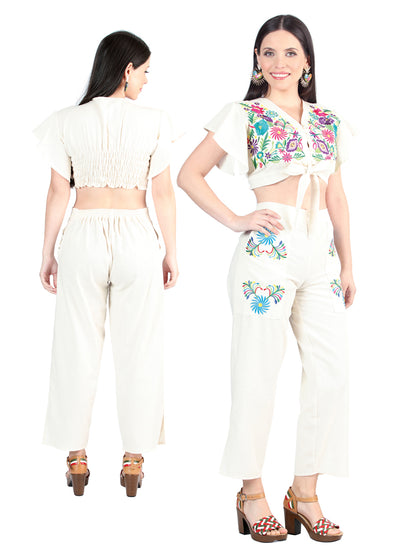 Artisanal Embroidered Set 100% Cotton Beige 603997