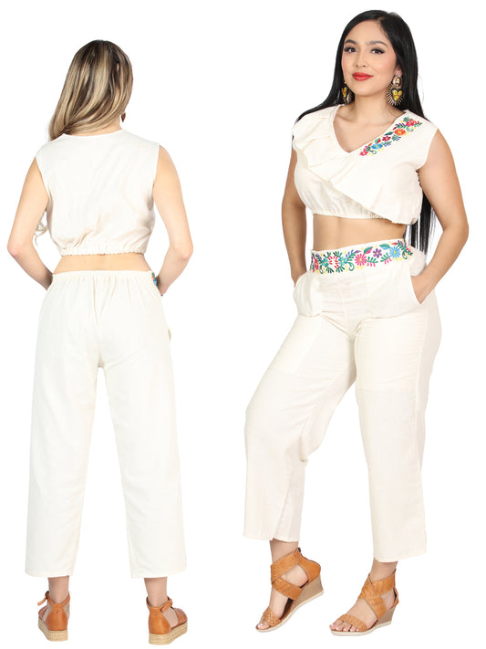 Artisanal Embroidered Set 100% Cotton Beige 604049